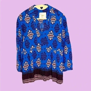 Anthropologie Maeve Button Up Colbalt Blue Top Size Small